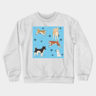 Blue Akitas and Stars Crewneck Sweatshirt